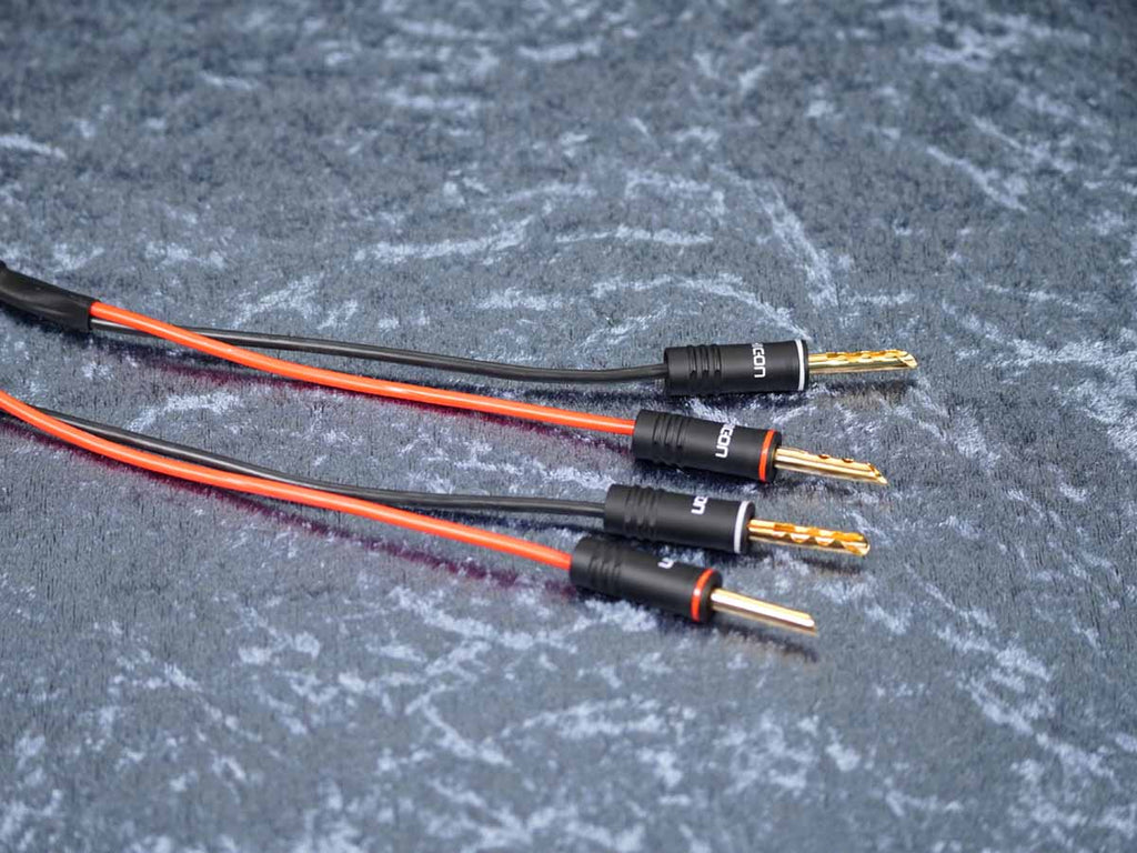 Lautsprecherkabel 'Meridian' 2x2,5 mm² Lamellen-Bananenstecker auf CTA01 Kabelschuhe