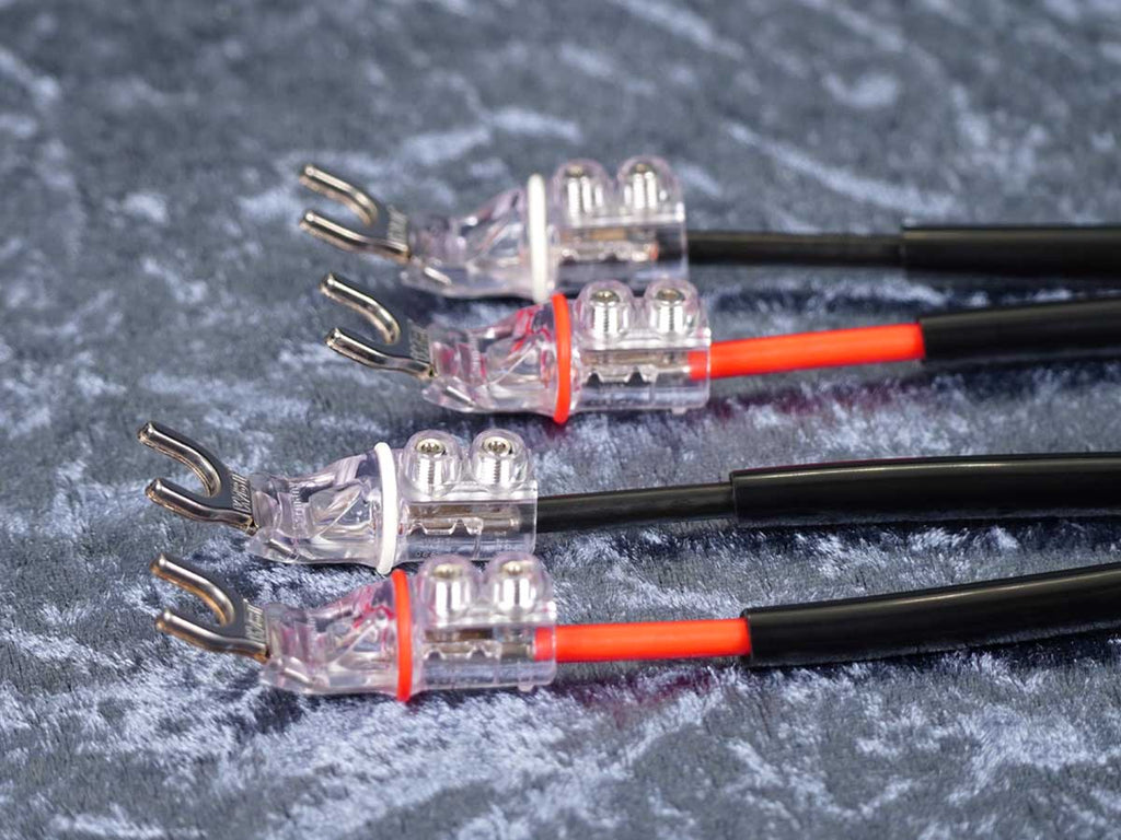 Lautsprecherkabel 'Dual Blue' - Spreizspangen-Bananenstecker auf WBT 0661Ag Kabelschuhe