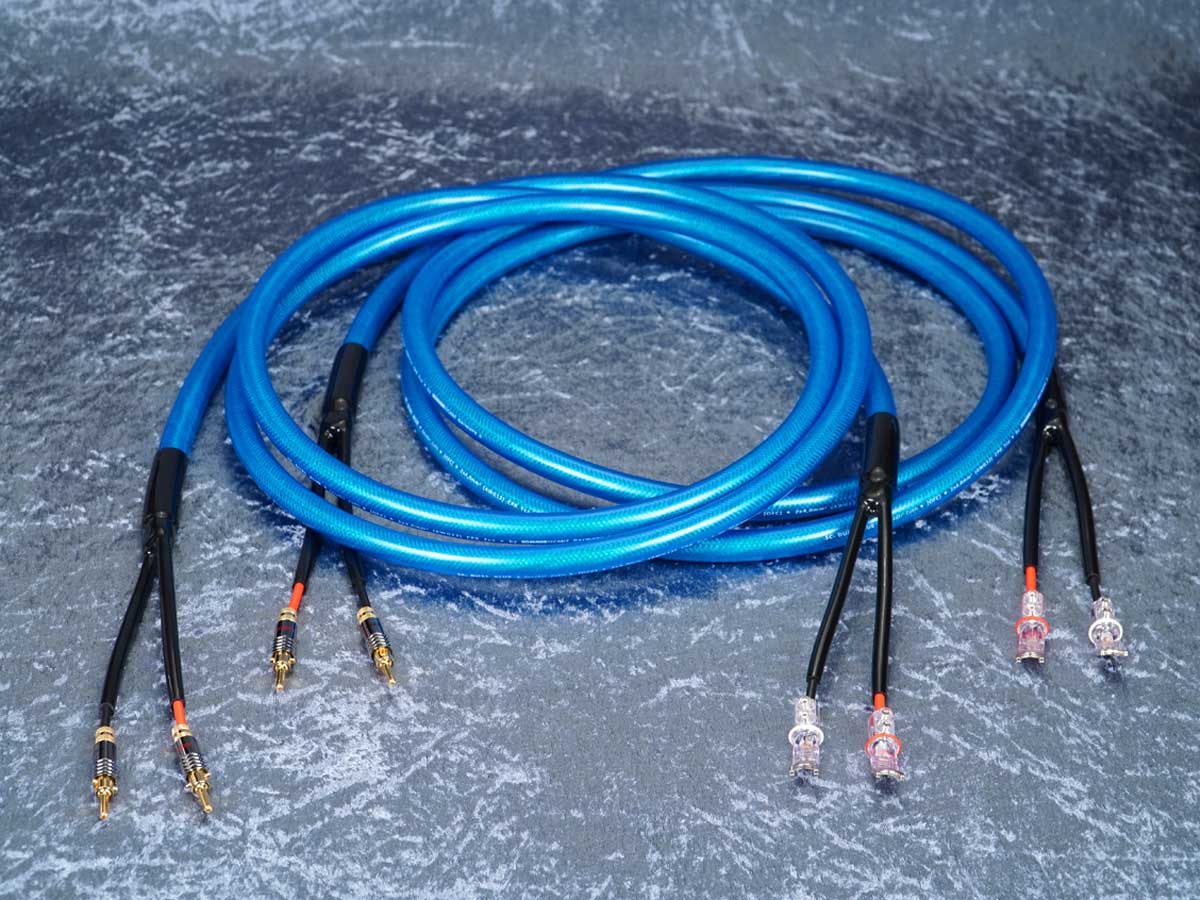 Lautsprecherkabel 'Dual Blue' - Spreizspangen-Bananenstecker auf WBT 0681Ag Kabelschuhe