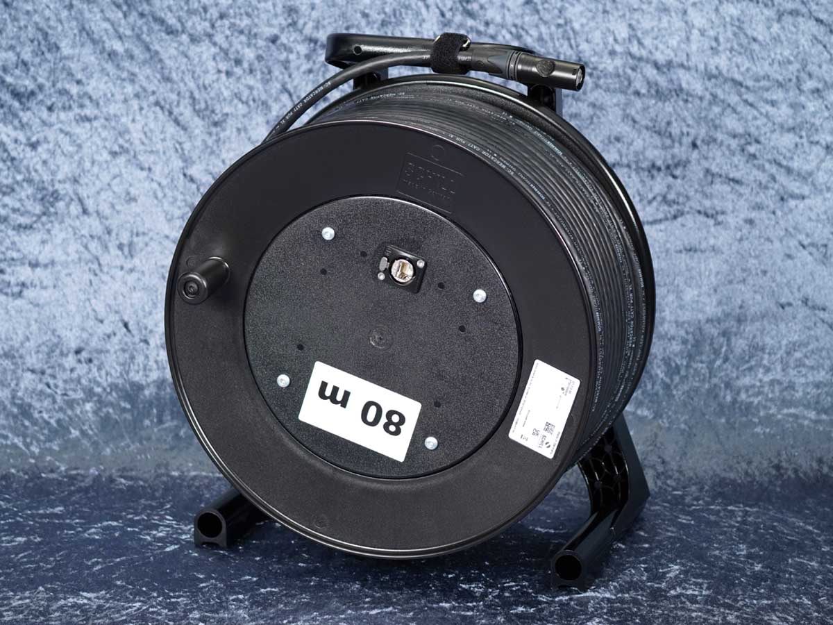 Netzwerkkabel auf Gummitrommel / Sommer Mercator CAT.7 PUR XL / 60-80 m / Neutrik