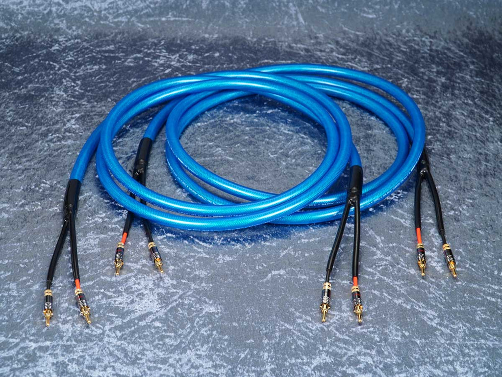 Lautsprecherkabel 'Dual Blue' - Spreizspangen-Bananenstecker beidseitig