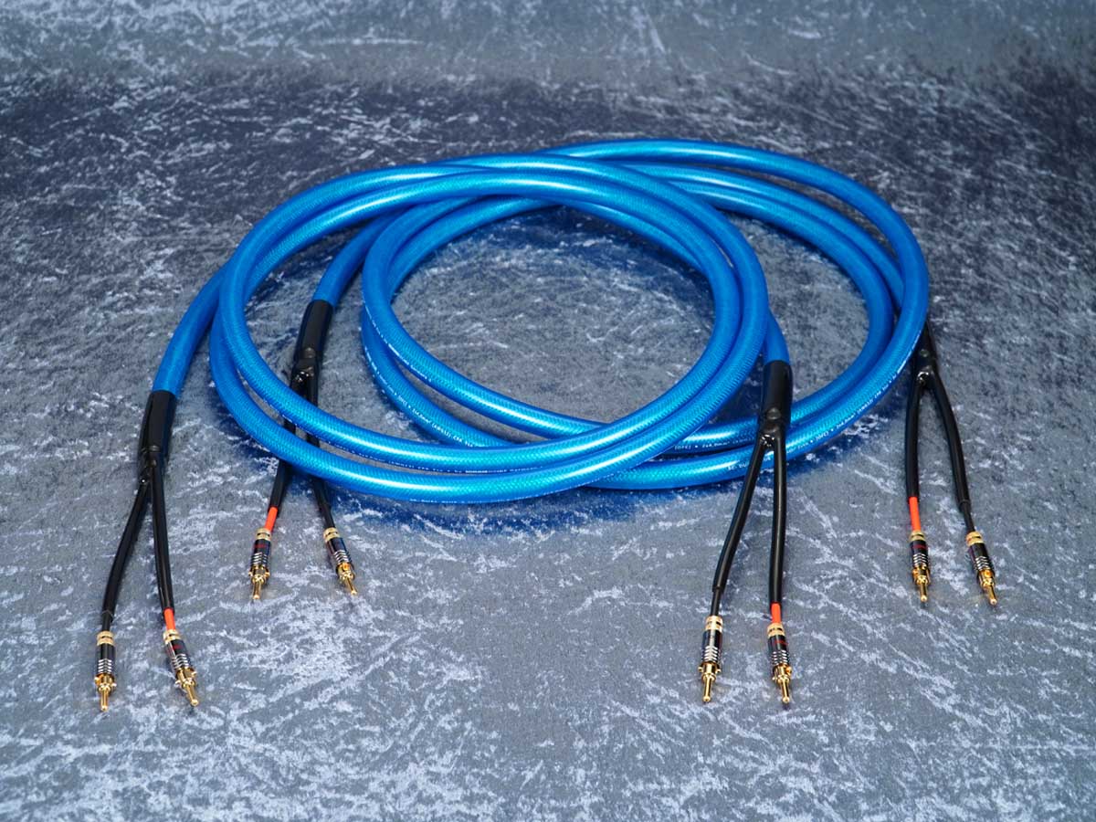 Lautsprecherkabel 'Dual Blue' - Spreizspangen-Bananenstecker beidseitig