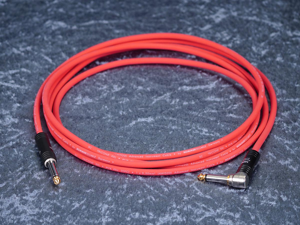 'Instrumentenkabel Sommer 'Tricone XXL' rot - Hicon Klinke auf silent Winkelklinke