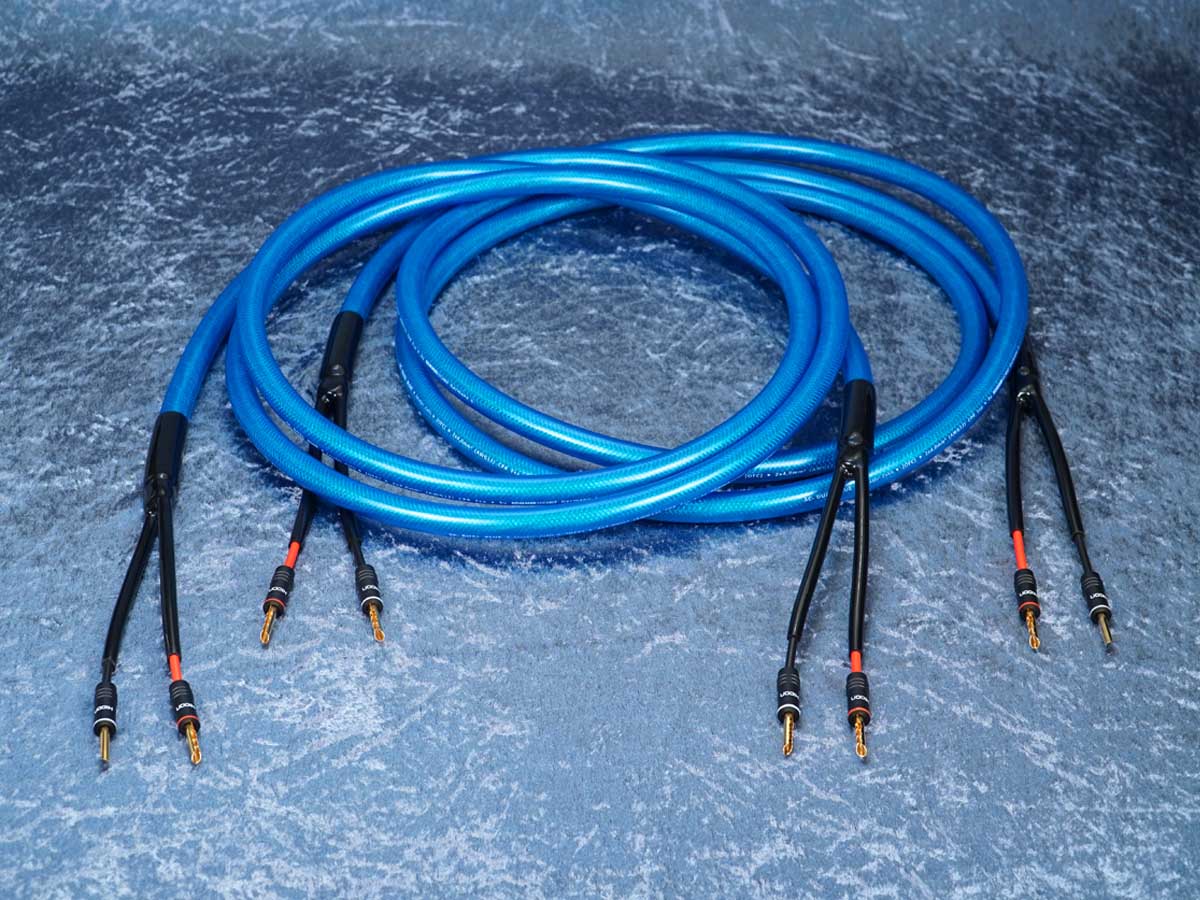 Lautsprecherkabel 'Dual Blue' - Lamellen-Bananenstecker beidseitig