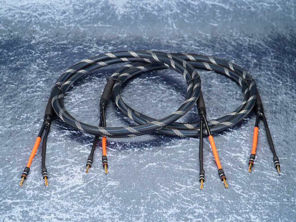 Lautsprecherkabel 'Dual Blue' Gfl - Lamellen-Bananenstecker beidseitig