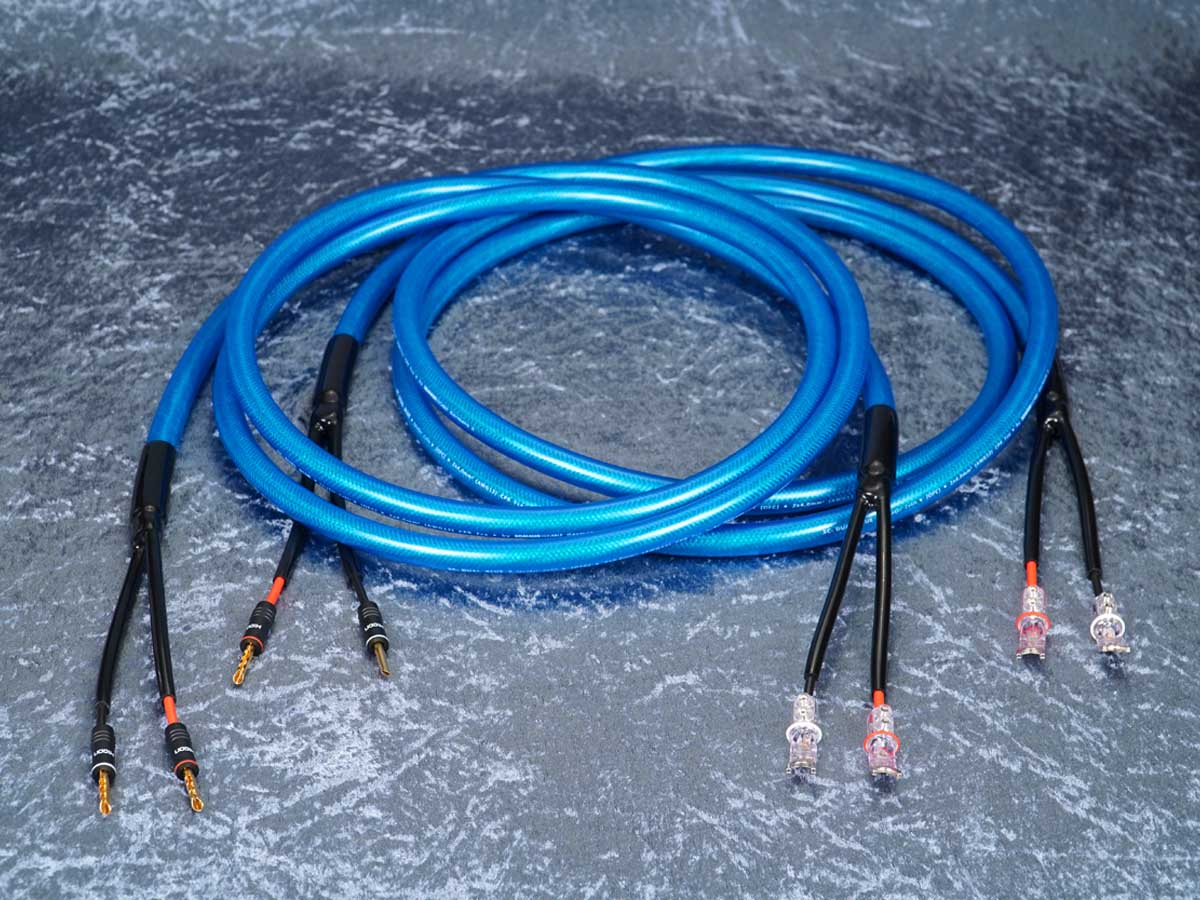 Lautsprecherkabel 'Dual Blue' - Lamellen-Bananenstecker auf WBT 0681Ag Kabelschuhe