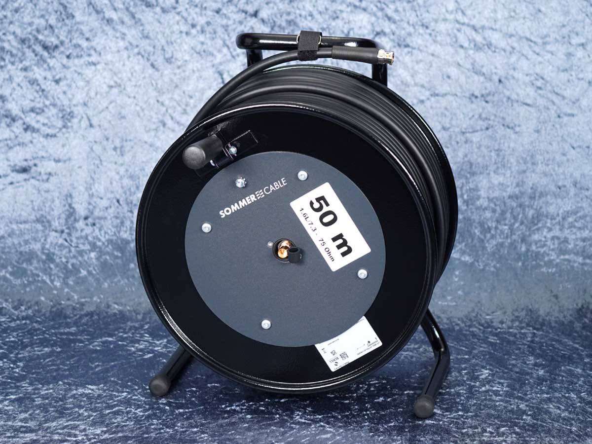 SDI-Kabel auf Stahltrommel SC VectorPlus RCB 1.6L/7.3 / Hicon / 50 m / schwarz