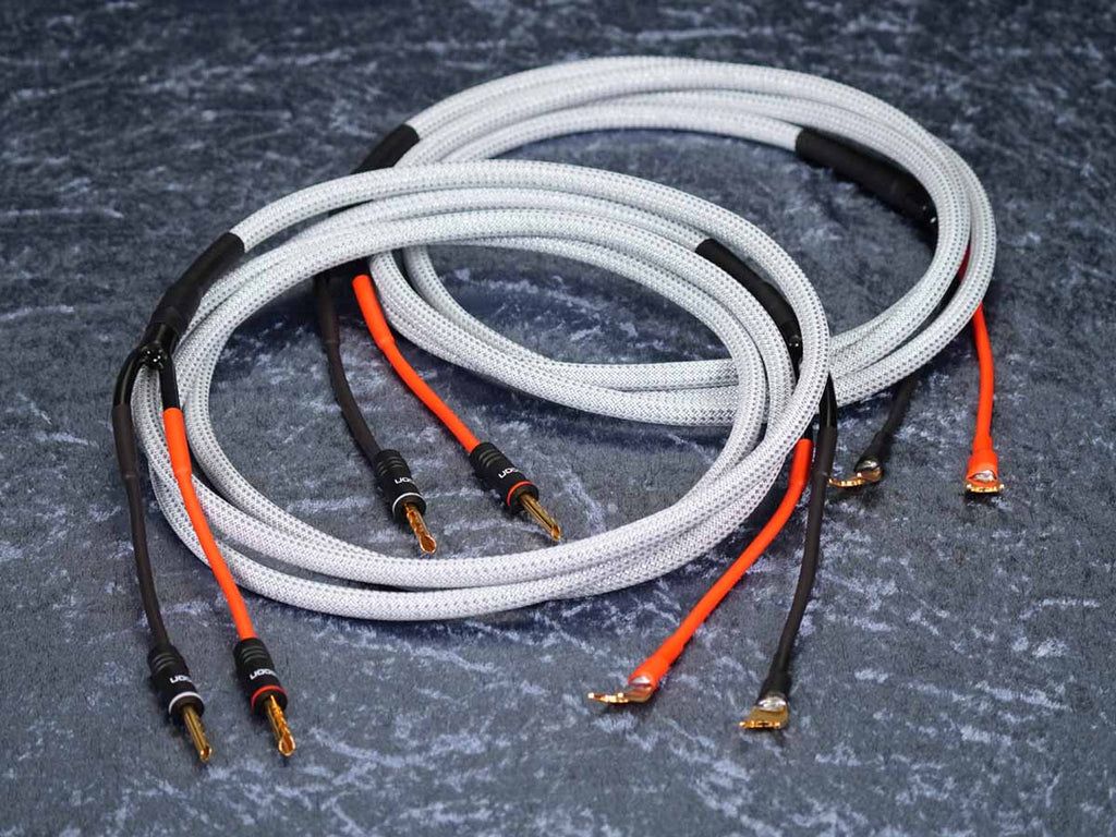 Lautsprecherkabel 'Meridian' 2x2,5 mm² Gfl Lamellen-Bananenstecker auf CTA01 Kabelschuhe