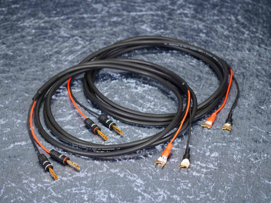 Lautsprecherkabel 'Meridian' 2x1,5 mm² Lamellen-Bananenstecker auf CTA01 Kabelschuhe
