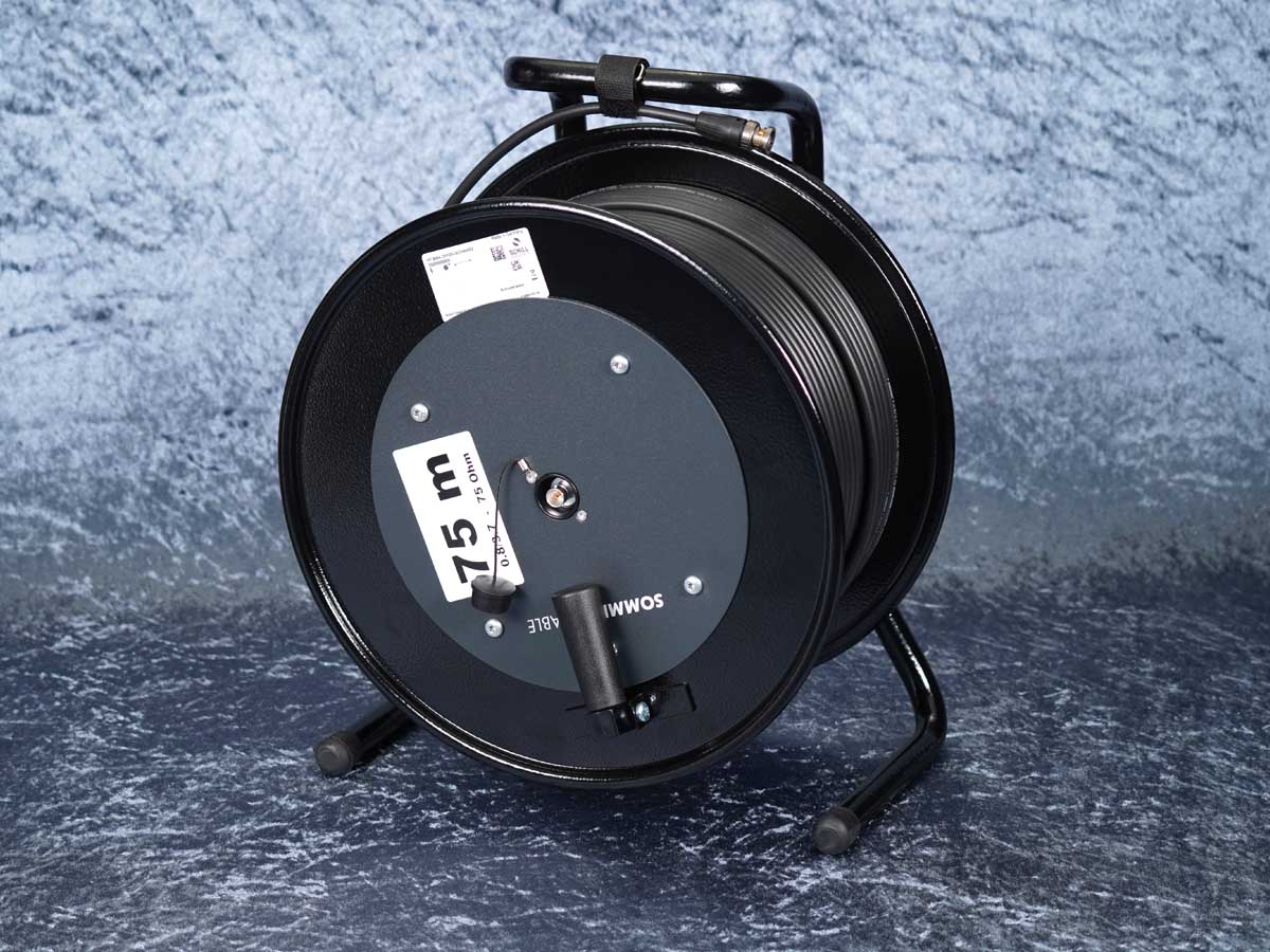 SDI-Kabel auf Stahltrommel SC Vector 0.8/3.7 / Neutrik / 70-100 m / schwarz